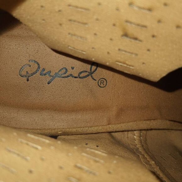 QUPID TAN OPEN TOE BLOCK HEELS BOOTIES SZ.7.5 EUC. - Picture 8 of 9